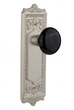 Nostalgic Warehouse 710108 - Nostalgic Warehouse Egg & Dart Plate Single Dummy Black Porcelain Door Knob in Satin Nickel