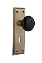 Nostalgic Warehouse 710171 - Nostalgic Warehouse New York Plate with Keyhole Single Dummy Black Porcelain Door Knob in Antique