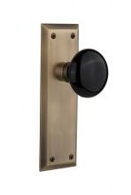 Nostalgic Warehouse 710309 - Nostalgic Warehouse New York Plate Privacy Black Porcelain Door Knob in Antique Brass