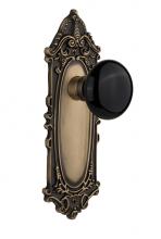 Nostalgic Warehouse 710323 - Nostalgic Warehouse Victorian Plate Privacy Black Porcelain Door Knob in Antique Brass