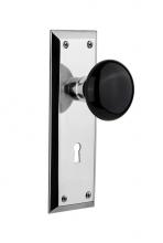 Nostalgic Warehouse 710365 - Nostalgic Warehouse New York Plate with Keyhole Privacy Black Porcelain Door Knob in Bright Chrome