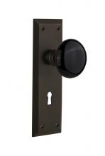 Nostalgic Warehouse 710415 - Nostalgic Warehouse New York Plate Interior Mortise Black Porcelain Door Knob in Oil-Rubbed Bronze