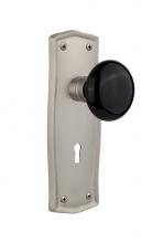 Nostalgic Warehouse 710424 - Nostalgic Warehouse Prairie Plate Interior Mortise Black Porcelain Door Knob in Satin Nickel