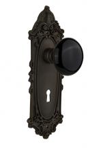 Nostalgic Warehouse 710436 - Nostalgic Warehouse Victorian Plate Interior Mortise Black Porcelain Door Knob in Oil-Rubbed Bronz