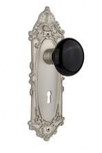 Nostalgic Warehouse 710438 - Nostalgic Warehouse Victorian Plate Interior Mortise Black Porcelain Door Knob in Satin Nickel