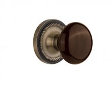 Nostalgic Warehouse 710564 - Nostalgic Warehouse Rope Rosette Single Dummy Brown Porcelain Door Knob in Antique Brass