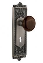 Nostalgic Warehouse 710694 - Nostalgic Warehouse Egg & Dart Plate with Keyhole Double Dummy Brown Porcelain Door Knob in An