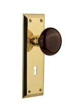 Nostalgic Warehouse 710711 - Nostalgic Warehouse New York Plate with Keyhole Double Dummy Brown Porcelain Door Knob in Polished
