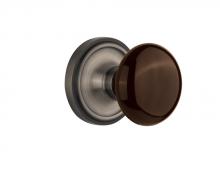 Nostalgic Warehouse 710729 - Nostalgic Warehouse Classic Rosette Privacy Brown Porcelain Door Knob in Antique Pewter