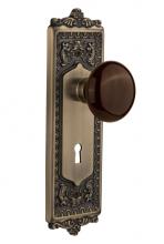 Nostalgic Warehouse 710789 - Nostalgic Warehouse Egg & Dart Plate with Keyhole Privacy Brown Porcelain Door Knob in Antique