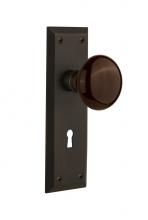 Nostalgic Warehouse 710855 - Nostalgic Warehouse New York Plate Interior Mortise Brown Porcelain Door Knob in Oil-Rubbed Bronze
