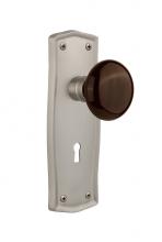 Nostalgic Warehouse 710864 - Nostalgic Warehouse Prairie Plate Interior Mortise Brown Porcelain Door Knob in Satin Nickel