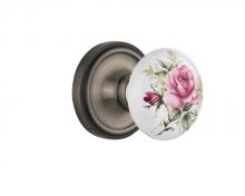 Nostalgic Warehouse 710881 - Nostalgic Warehouse Classic Rosette Passage White Rose Porcelain Door Knob in Antique Pewter