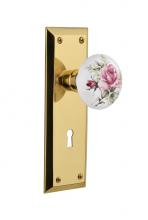 Nostalgic Warehouse 710959 - Nostalgic Warehouse New York Plate with Keyhole Passage White Rose Porcelain Door Knob in Polished