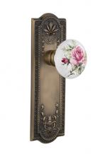 Nostalgic Warehouse 710990 - Nostalgic Warehouse Meadows Plate Single Dummy White Rose Porcelain Door Knob in Antique Brass