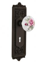 Nostalgic Warehouse 711040 - Nostalgic Warehouse Egg & Dart Plate with Keyhole Single Dummy White Rose Porcelain Door Knob