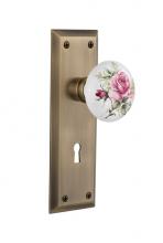 Nostalgic Warehouse 711051 - Nostalgic Warehouse New York Plate with Keyhole Single Dummy White Rose Porcelain Door Knob in Ant
