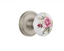 Nostalgic Warehouse 711077 - Nostalgic Warehouse Classic Rosette Double Dummy White Rose Porcelain Door Knob in Satin Nickel