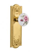 Nostalgic Warehouse 711090 - Nostalgic Warehouse Meadows Plate Double Dummy White Rose Porcelain Door Knob in Polished Brass