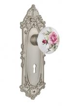 Nostalgic Warehouse 711262 - Nostalgic Warehouse Victorian Plate with Keyhole Privacy White Rose Porcelain Door Knob in Satin N