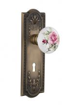 Nostalgic Warehouse 711285 - Nostalgic Warehouse Meadows Plate Interior Mortise White Rose Porcelain Door Knob in Antique Brass