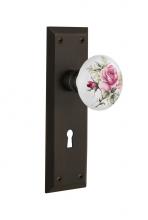 Nostalgic Warehouse 711295 - Nostalgic Warehouse New York Plate Interior Mortise White Rose Porcelain Door Knob in Oil-Rubbed B