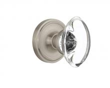 Nostalgic Warehouse 711325 - Nostalgic Warehouse Classic Rosette Passage Oval Clear Crystal Glass Door Knob in Satin Nickel