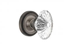 Nostalgic Warehouse 711981 - Nostalgic Warehouse Rope Rosette Double Dummy Oval Fluted Crystal Glass Door Knob in Antique Pewte