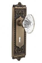 Nostalgic Warehouse 712013 - Nostalgic Warehouse Egg & Dart Plate with Keyhole Double Dummy Oval Fluted Crystal Glass Door