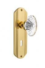 Nostalgic Warehouse 712155 - Nostalgic Warehouse Deco Plate Interior Mortise Oval Fluted Crystal Glass Door Knob in Polished Br
