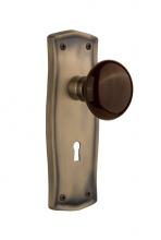 Nostalgic Warehouse 712164 - Nostalgic Warehouse Prairie Plate with Keyhole Passage Brown Porcelain Door Knob in Antique Brass