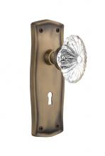 Nostalgic Warehouse 712179 - Nostalgic Warehouse Prairie Plate Interior Mortise Oval Fluted Crystal Glass Door Knob in Antique
