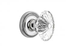 Nostalgic Warehouse 712188 - Nostalgic Warehouse Rope Rosette Interior Mortise Oval Fluted Crystal Glass Door Knob in Bright Ch
