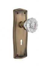 Nostalgic Warehouse 712245 - Nostalgic Warehouse Prairie Plate with Keyhole Passage Crystal Glass Door Knob in Antique Brass