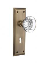 Nostalgic Warehouse 712371 - Nostalgic Warehouse New York Plate with Keyhole Single Dummy Round Clear Crystal Glass Door Knob i