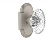 Nostalgic Warehouse 712846 - Nostalgic Warehouse Cottage Plate Passage Oval Fluted Crystal Glass Door Knob in Satin Nickel