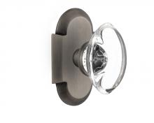 Nostalgic Warehouse 712931 - Nostalgic Warehouse Cottage Plate Privacy Oval Clear Crystal Glass Door Knob in Antique Pewter