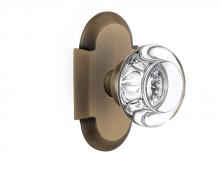Nostalgic Warehouse 713136 - Nostalgic Warehouse Cottage Plate Double Dummy Round Clear Crystal Glass Door Knob in Antique Bras