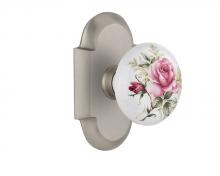 Nostalgic Warehouse 713148 - Nostalgic Warehouse Cottage Plate Double Dummy White Rose Porcelain Door Knob in Satin Nickel