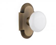 Nostalgic Warehouse 713177 - Nostalgic Warehouse Cottage Plate Double Dummy White Porcelain Door Knob in Antique Brass