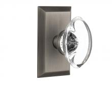 Nostalgic Warehouse 713243 - Nostalgic Warehouse Studio Plate Passage Oval Clear Crystal Glass Door Knob in Antique Pewter