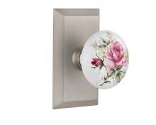 Nostalgic Warehouse 713268 - Nostalgic Warehouse Studio Plate Passage White Rose Porcelain Door Knob in Satin Nickel