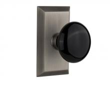 Nostalgic Warehouse 713284 - Nostalgic Warehouse Studio Plate Passage Black Porcelain Door Knob in Antique Pewter