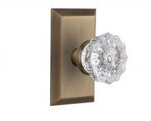 Nostalgic Warehouse 713304 - Nostalgic Warehouse Studio Plate Privacy Crystal Glass Door Knob in Antique Brass