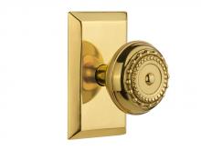 Nostalgic Warehouse 713328 - Nostalgic Warehouse Studio Plate Privacy Meadows Door Knob in Polished Brass