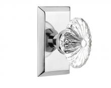 Nostalgic Warehouse 713347 - Nostalgic Warehouse Studio Plate Privacy Oval Fluted Crystal Glass Door Knob in Bright Chrome