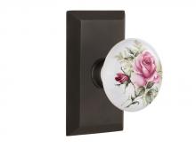 Nostalgic Warehouse 713458 - Nostalgic Warehouse Studio Plate Single Dummy White Rose Porcelain Door Knob in Oil-Rubbed Bronze