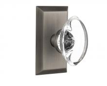 Nostalgic Warehouse 713531 - Nostalgic Warehouse Studio Plate Double Dummy Oval Clear Crystal Glass Door Knob in Antique Pewter