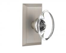 Nostalgic Warehouse 713535 - Nostalgic Warehouse Studio Plate Double Dummy Oval Clear Crystal Glass Door Knob in Satin Nickel