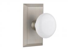 Nostalgic Warehouse 713590 - Nostalgic Warehouse Studio Plate Double Dummy White Porcelain Door Knob in Satin Nickel